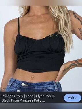 Princess Polly Black Crop Camisole